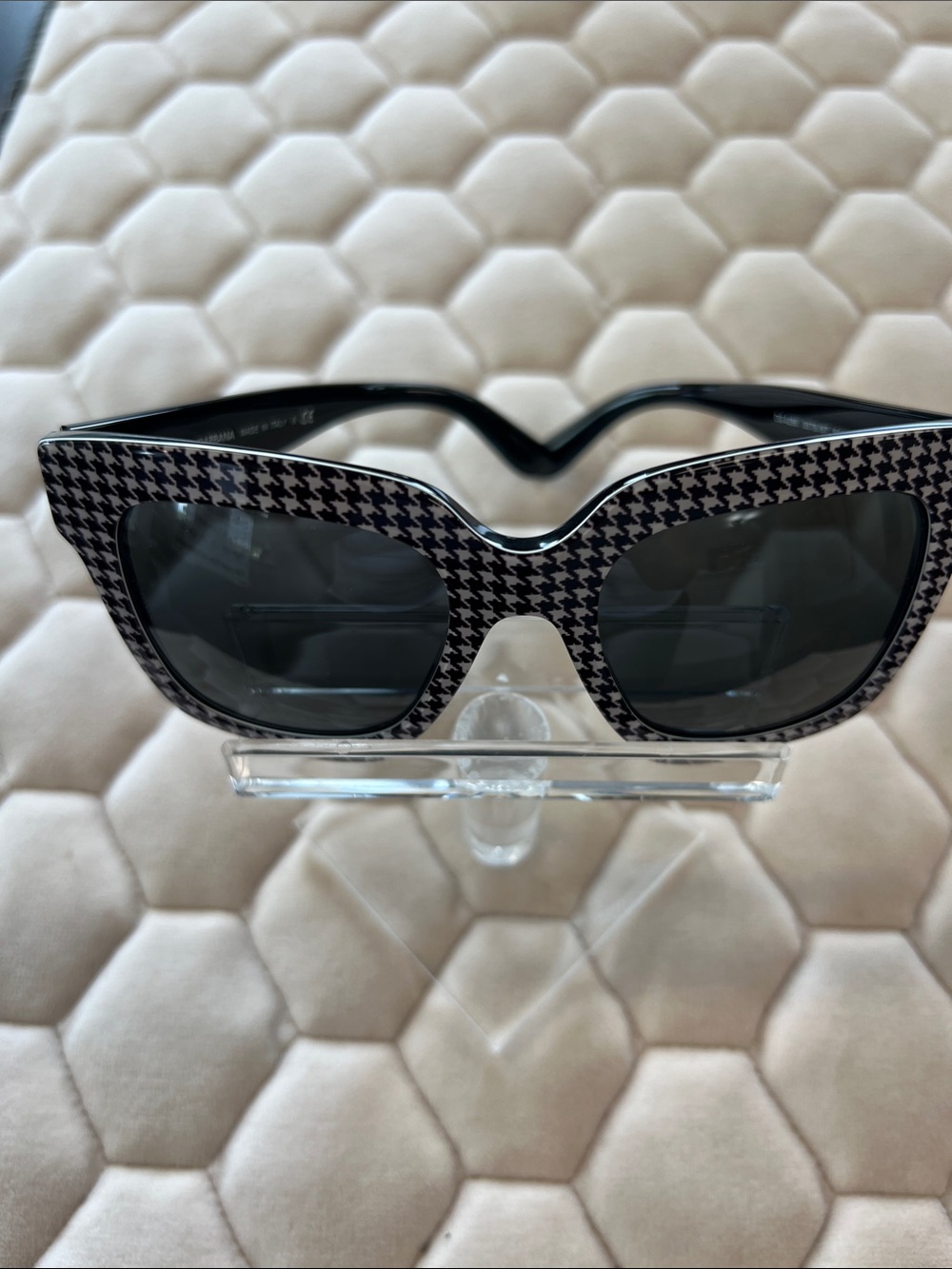 Authentic Dolce & Gabbana Black and White Houndstooth Sunglasses